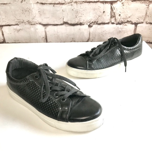 TOPSHOP 6.5 Black Croc Lace Up Sneakers Shoes EU 37 Size 6.5 US - Picture 5 of 9